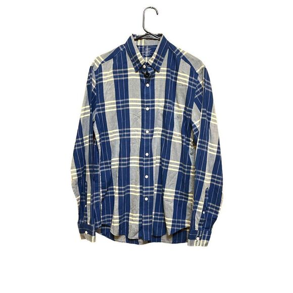 J.Crew N.Y Light Weight Ch. Shirt Medium 100% Cotton Button Up Shirt Plaid  Blue - Picture 1 of 7